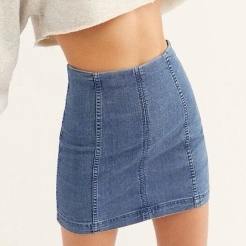 Free People Modern Femme Mini Skirt Westminster Blue 12